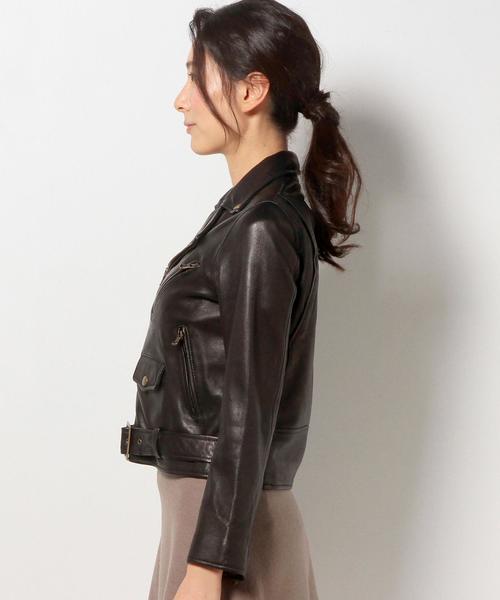 UNITED ARROWS - 希少◆ジュエルチェンジズ 女性 羊革 セミＷレザージャケット 濃茶Ｓ◆ライダース ジュエルチェンジズ ライダース ブラック 38 Jewel Changes／UNITED
