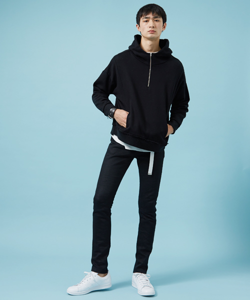 STUDIOUS（ステュディオス）の「【STUDIOUS】ガーメントダイハーフジップパーカー（パーカー・メンズ・ブラック/グレー・2/1）」の9枚目の写真