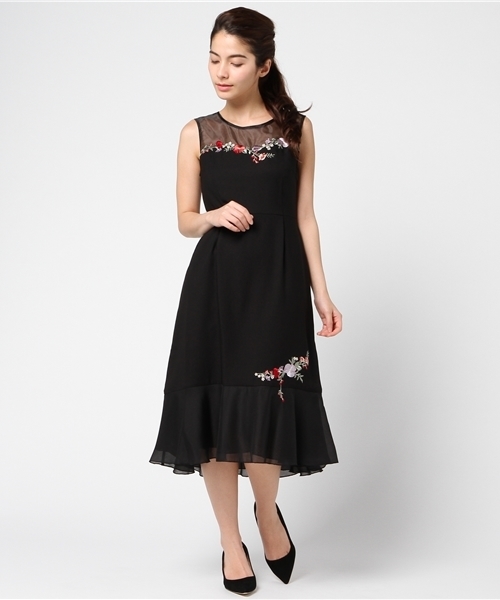 Lily Brown リリーブラウン の オーガンジー切替え刺繍ワンピース ワンピース Wear