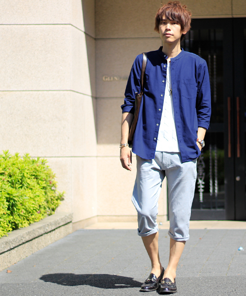 MONO-MART（モノマート）の「バンドカラー ハイストレッチ オックスフォード シャツ(3/4スリーブ)（シャツ/ブラウス・メンズ・ブラック/ベージュ/ネイビー/オリーブドラブ/オフホワイト/グレー/ブルー/サックスブルー・M/XL/L）」の19枚目の写真