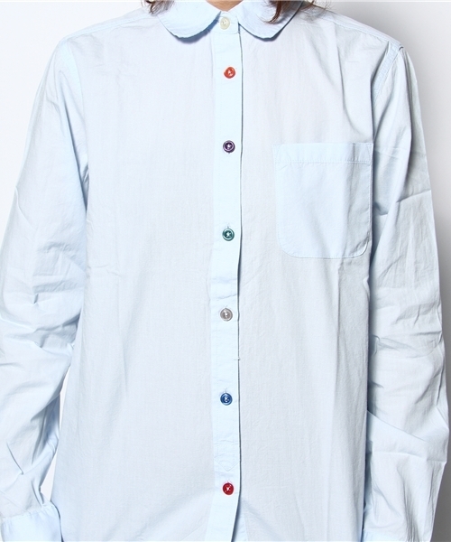 WEGO(ウィゴー)の「カラフルボタンLSシャツ(シャツ/ブラウス・レディース・オフホワイト/サックスブルー/ネイビー/ライトピンク・FREE)」の10枚目の写真