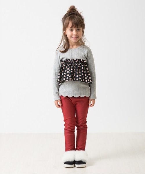 apres les cours(アプレレクール)の「ベアトップ×裾スカラップTシャツ(Tシャツ/カットソー・キッズ・グレー/レッド/イエロー・100/110/120/130/140/80/90)」の18枚目の写真