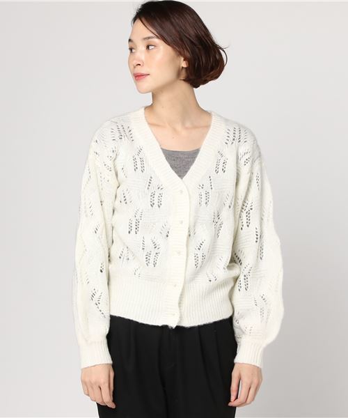 Heather(ヘザー)の「スカシアミモヘアカーディガン 774246(カーディガン/ボレロ・レディース・ホワイト/ブラック/パープル・FREE)」の7枚目の写真