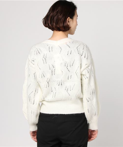 Heather(ヘザー)の「スカシアミモヘアカーディガン 774246(カーディガン/ボレロ・レディース・ホワイト/ブラック/パープル・FREE)」の9枚目の写真