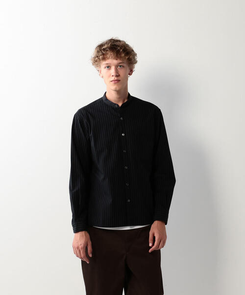 Steven Alan（スティーブンアラン）の「＜Steven Alan＞COTTON STRIPE BAND COLLAR CLERIC SHIRT-BOLD/シャツ（シャツ/ブラウス・メンズ・ネイビー/ホワイト・X-LARGE/LARGE/MEDIUM/SMALL）」の2枚目の写真