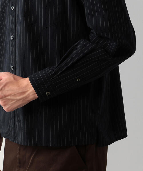 Steven Alan（スティーブンアラン）の「＜Steven Alan＞COTTON STRIPE BAND COLLAR CLERIC SHIRT-BOLD/シャツ（シャツ/ブラウス・メンズ・ネイビー/ホワイト・X-LARGE/LARGE/MEDIUM/SMALL）」の5枚目の写真