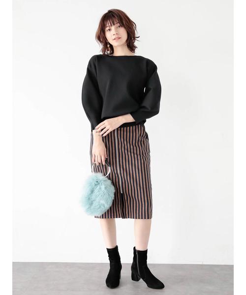 YECCA VECCA（イェッカヴェッカ）の「ストライプ柄ZIPタイトスカート（スカート・レディース・グレー/キャメル・FREE）」の5枚目の写真