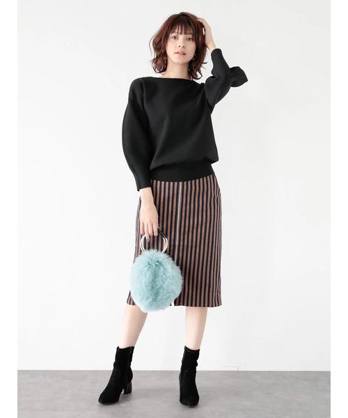 YECCA VECCA（イェッカヴェッカ）の「ストライプ柄ZIPタイトスカート（スカート・レディース・グレー/キャメル・FREE）」の7枚目の写真