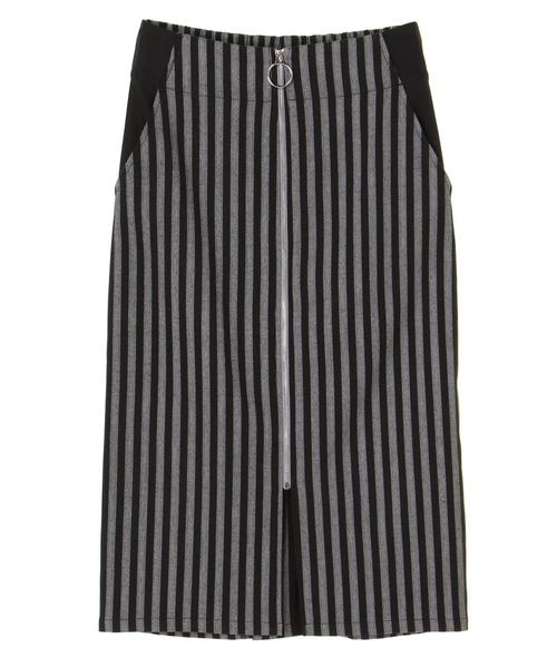 YECCA VECCA（イェッカヴェッカ）の「ストライプ柄ZIPタイトスカート（スカート・レディース・グレー/キャメル・FREE）」の3枚目の写真
