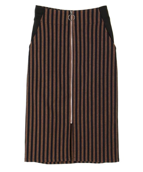 YECCA VECCA（イェッカヴェッカ）の「ストライプ柄ZIPタイトスカート（スカート・レディース・グレー/キャメル・FREE）」の4枚目の写真