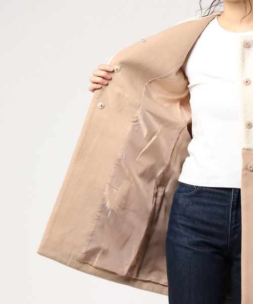 KOBE LETTUCE（コウベレタス）の「異素材切替ノースリーブコート＊アウター/レディース/トップス/ジレ/ベスト[K757]神戸レタス（ノーカラージャケット・レディース・グレー系その他/ベージュ系その他/グレー系その他2・FREE）」の5枚目の写真