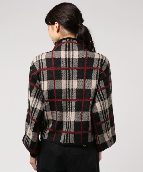 KOBE LETTUCE（コウベレタス）の「バルーン袖ジャガードチェック柄ハイネックニットトップス＊レディース/長袖/セーター/モックネック[C3419]神戸レタス（ニット/セーター・レディース・グレー系その他/ブラウン系その他/ベージュ系その他・FREE）」の5枚目の写真