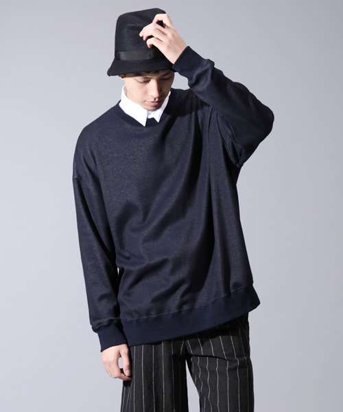MIDWEST（ミッドウエスト）の「DISCOVERED×MIDWEST別注　ビッグクルーネックスウェット（スウェット・メンズ・ブラック/ネイビー・1/2）」の15枚目の写真