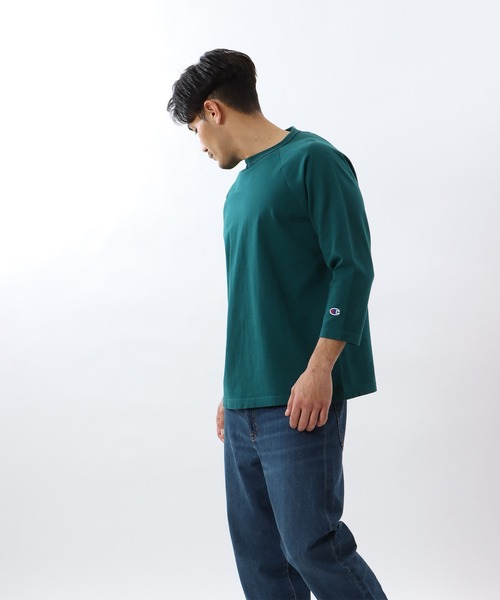 Champion(チャンピオン)の「【Champion/チャンピオン】メンズ MADE IN USA ティーテンイレブン ラグラン3/4スリーブTシャツ(Tシャツ/カットソー・メンズ・ホワイト/ブラック/ネイビー/モスグリーン/イエロー/アッシュブラウン/グレー×サックスブルー/ブルー系その他2/レッド系その他7・MEDIUM/LARGE/X-LARGE/SMALL)」の7枚目の写真