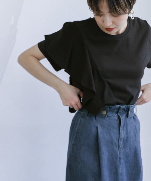 Kbf ケイビーエフ の 異素材フリルtシャツ Tシャツ カットソー Wear