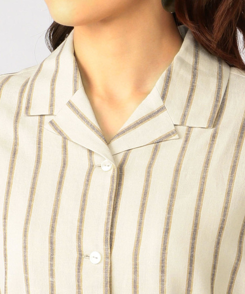 DECOY SINCE 1981（デコイシンスイチキュウハチイチ）の「麻入りストライプシャツワンピース（シャツワンピース・レディース・ベージュ/ネイビー・11号/9号/13号）」の10枚目の写真