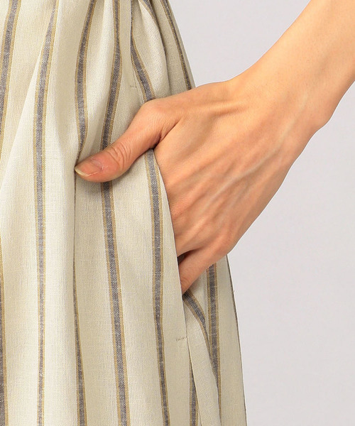 DECOY SINCE 1981（デコイシンスイチキュウハチイチ）の「麻入りストライプシャツワンピース（シャツワンピース・レディース・ベージュ/ネイビー・11号/9号/13号）」の12枚目の写真