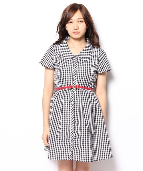 WEGO（ウィゴー）の「WEGO/ギンガムチェックシャツワンピース（ワンピース・レディース・ブラック/サックスブルー/ネイビー・MEDIUM）」の7枚目の写真