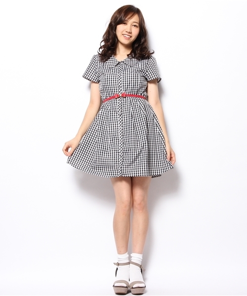 WEGO（ウィゴー）の「WEGO/ギンガムチェックシャツワンピース（ワンピース・レディース・ブラック/サックスブルー/ネイビー・MEDIUM）」の10枚目の写真