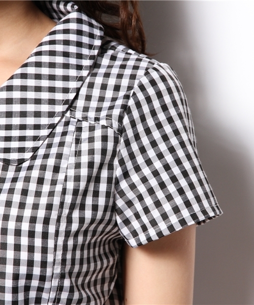 WEGO（ウィゴー）の「WEGO/ギンガムチェックシャツワンピース（ワンピース・レディース・ブラック/サックスブルー/ネイビー・MEDIUM）」の11枚目の写真