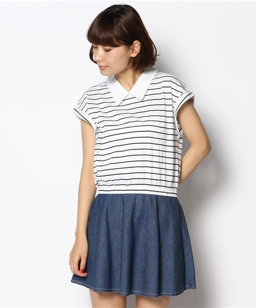 Kastane（カスタネ）の「【Kastane】シャツ衿Tシャツ（Tシャツ/カットソー・レディース・オフホワイト/その他19/ネイビー/ダークブルー/ホワイト・FREE）」の16枚目の写真