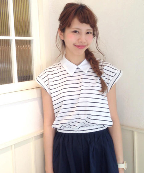 Kastane（カスタネ）の「【Kastane】シャツ衿Tシャツ（Tシャツ/カットソー・レディース・オフホワイト/その他19/ネイビー/ダークブルー/ホワイト・FREE）」の14枚目の写真