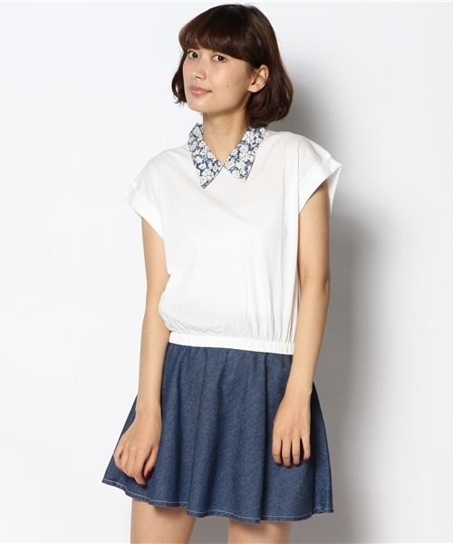 Kastane（カスタネ）の「【Kastane】シャツ衿Tシャツ（Tシャツ/カットソー・レディース・オフホワイト/その他19/ネイビー/ダークブルー/ホワイト・FREE）」の17枚目の写真