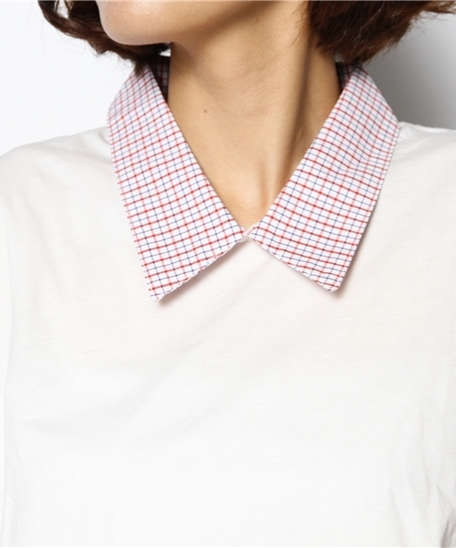 Kastane（カスタネ）の「【Kastane】シャツ衿Tシャツ（Tシャツ/カットソー・レディース・オフホワイト/その他19/ネイビー/ダークブルー/ホワイト・FREE）」の9枚目の写真