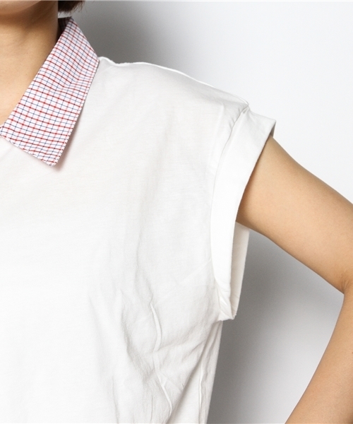 Kastane（カスタネ）の「【Kastane】シャツ衿Tシャツ（Tシャツ/カットソー・レディース・オフホワイト/その他19/ネイビー/ダークブルー/ホワイト・FREE）」の11枚目の写真