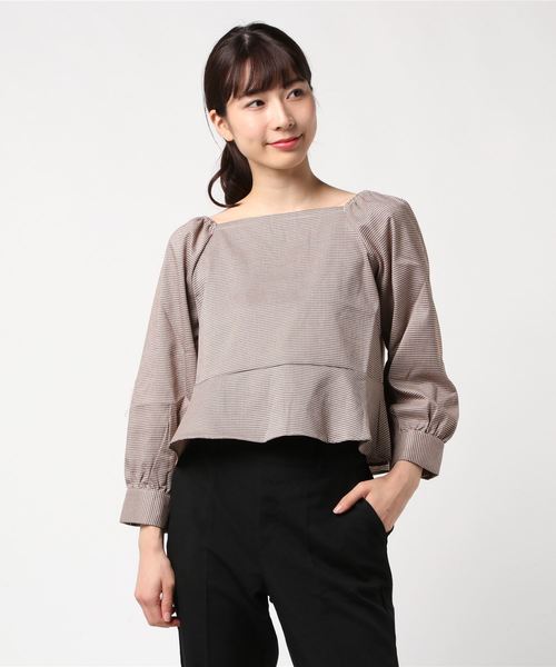 flower(フラワー)の「スクエアリボンブラウス(シャツ/ブラウス・レディース・アイボリー/ブラウン・FREE)」の7枚目の写真