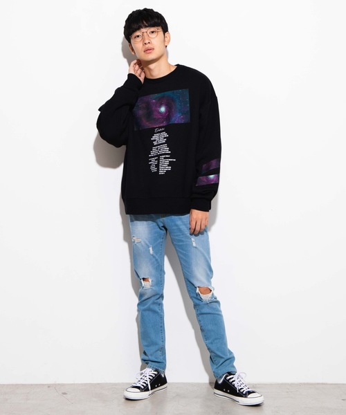 WEGO（ウィゴー）の「WEGO/Photographプルオーバー（スウェット・メンズ・パープル/ブラック/ブラック系その他/ホワイト・LARGE/MEDIUM）」の5枚目の写真