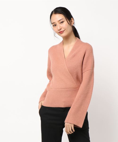 KOBE LETTUCE（コウベレタス）の「カシュクールもっちりリブニットトップス（ニット/セーター・レディース・オレンジ系その他/ホワイト系その他/ベージュ/ミント・FREE）」の7枚目の写真