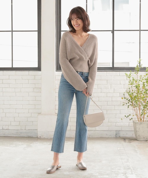 KOBE LETTUCE（コウベレタス）の「カシュクールもっちりリブニットトップス（ニット/セーター・レディース・オレンジ系その他/ホワイト系その他/ベージュ/ミント・FREE）」の12枚目の写真