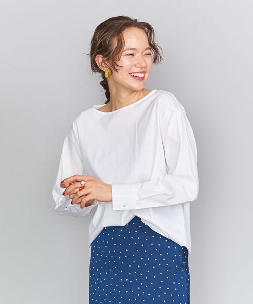BEAUTY&YOUTH UNITED ARROWS(ビューティーアンドユースユナイテッドアローズ)の「BY ハイゲージボートネックロングスリーブプルオーバー о(Tシャツ/カットソー・レディース・ホワイト/ブラック/オリーブ・FREE)」の1枚目の写真