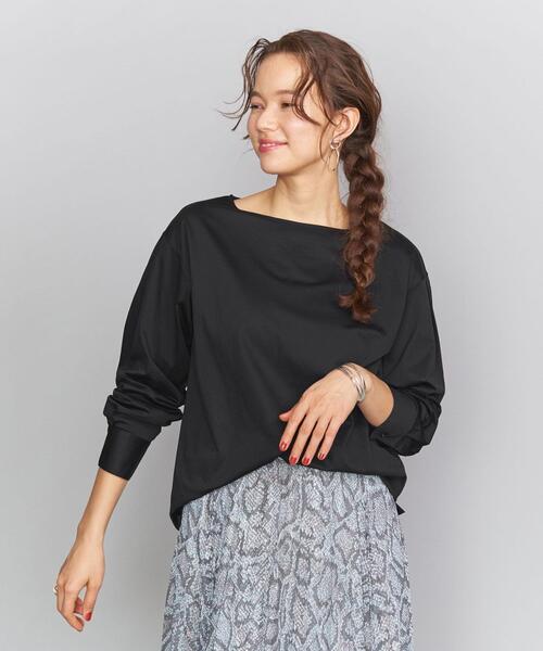 BEAUTY&YOUTH UNITED ARROWS(ビューティーアンドユースユナイテッドアローズ)の「BY ハイゲージボートネックロングスリーブプルオーバー о(Tシャツ/カットソー・レディース・ホワイト/ブラック/オリーブ・FREE)」の2枚目の写真