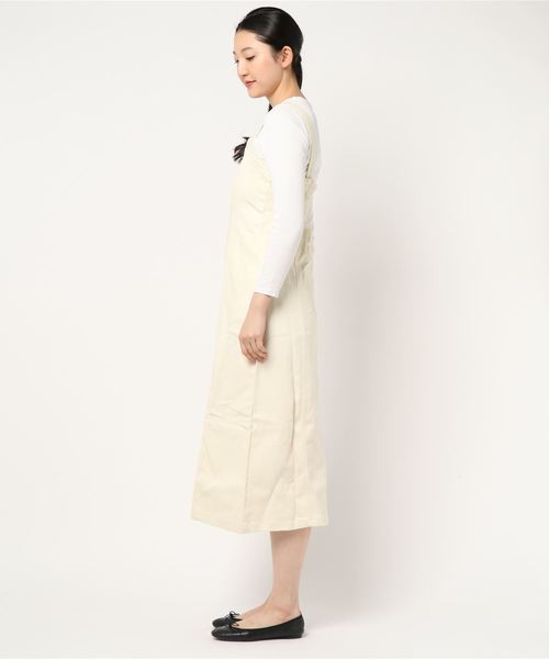 fifth（フィフス）の「フロントスリットサロペットスカート（ワンピース・レディース・チャコールグレー/アイボリー・SMALL/MEDIUM）」の13枚目の写真