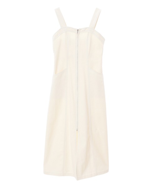 fifth（フィフス）の「フロントスリットサロペットスカート（ワンピース・レディース・チャコールグレー/アイボリー・SMALL/MEDIUM）」の3枚目の写真