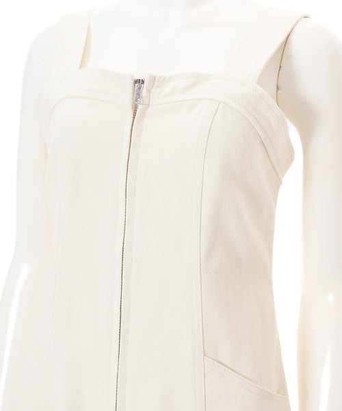 fifth（フィフス）の「フロントスリットサロペットスカート（ワンピース・レディース・チャコールグレー/アイボリー・SMALL/MEDIUM）」の7枚目の写真