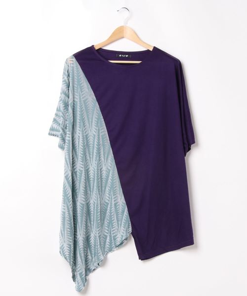 チャイハネ（チャイハネ）の「【チャイハネ】シースルーアシンメトリーMEN'Sトップス（Tシャツ/カットソー・メンズ・ブラック/パープル/グリーン・FREE）」の4枚目の写真