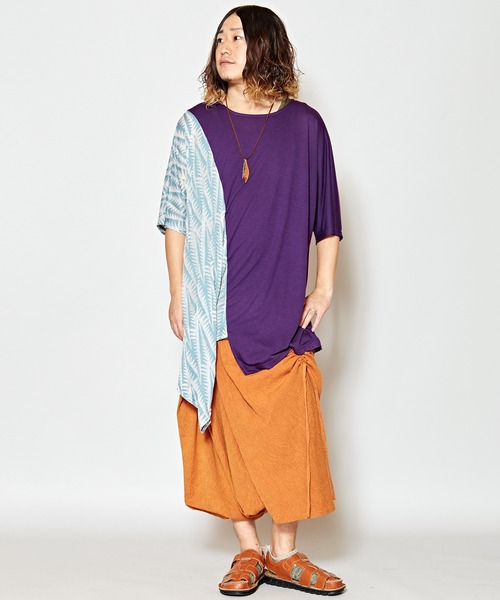 チャイハネ（チャイハネ）の「【チャイハネ】シースルーアシンメトリーMEN'Sトップス（Tシャツ/カットソー・メンズ・ブラック/パープル/グリーン・FREE）」の6枚目の写真