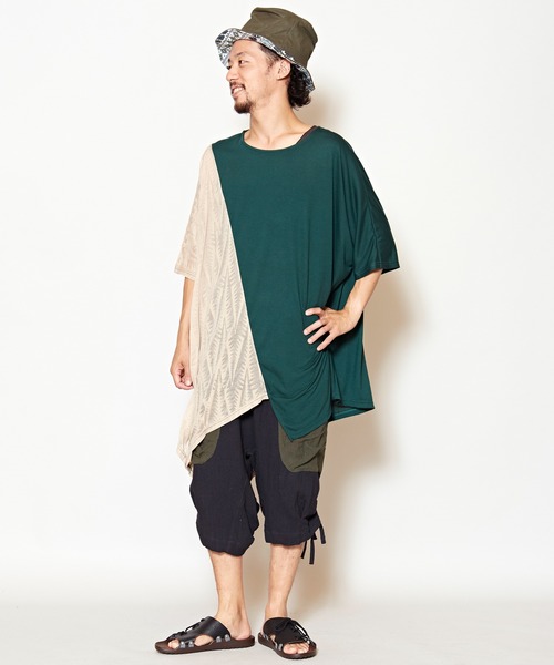 チャイハネ（チャイハネ）の「【チャイハネ】シースルーアシンメトリーMEN'Sトップス（Tシャツ/カットソー・メンズ・ブラック/パープル/グリーン・FREE）」の15枚目の写真