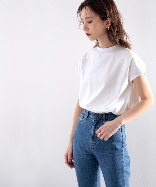 綿100%USAコットン、大人のモックネックTシャツ。