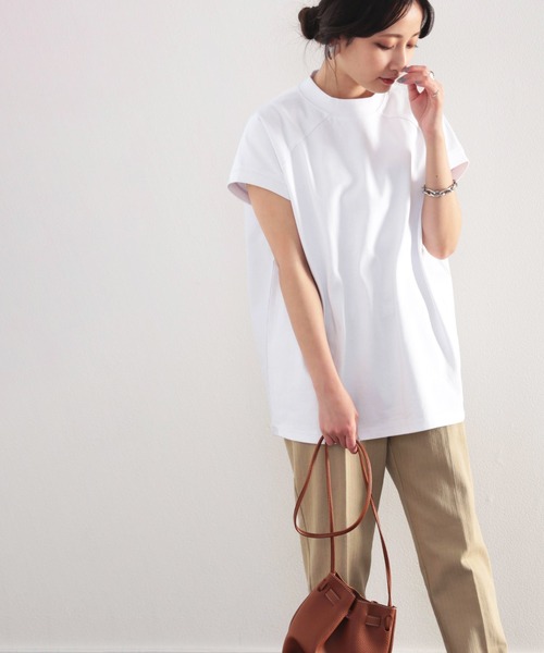 綿100%USAコットン、大人のモックネックTシャツ。