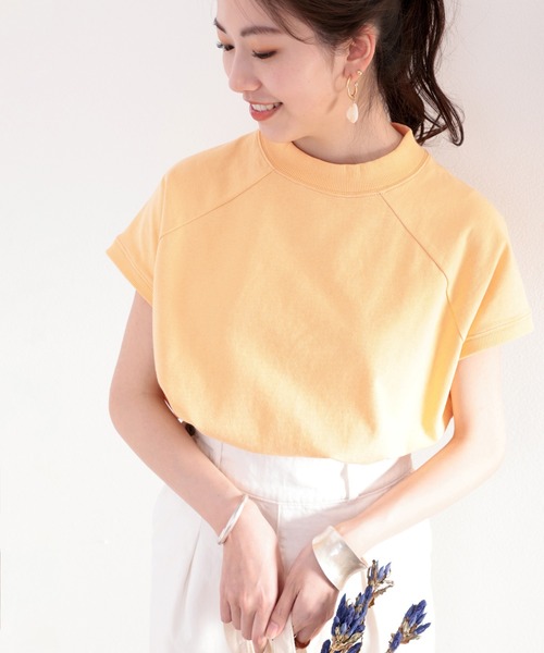 綿100%USAコットン、大人のモックネックTシャツ。