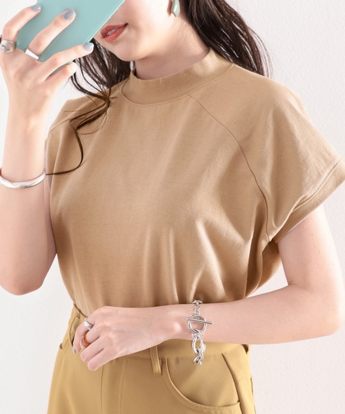 綿100%USAコットン、大人のモックネックTシャツ。
