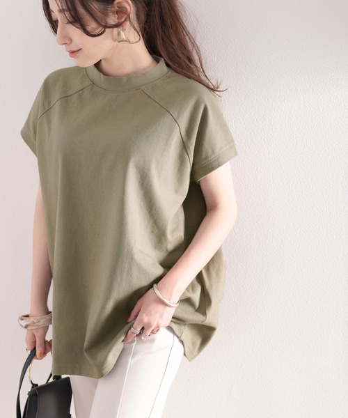 綿100%USAコットン、大人のモックネックTシャツ。