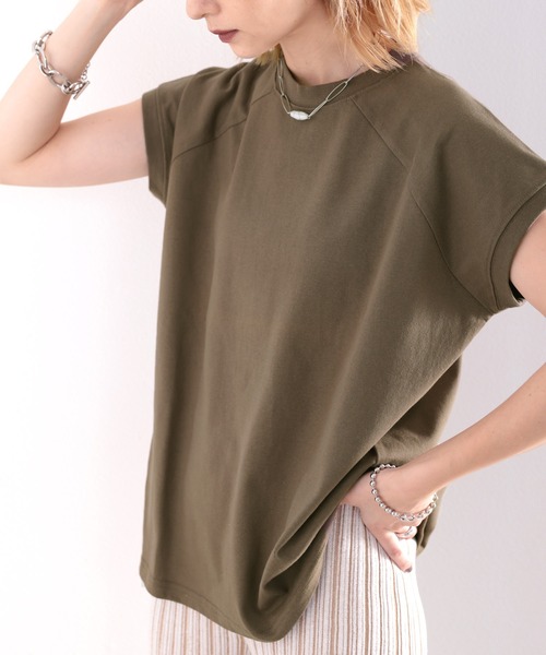 綿100%USAコットン、大人のモックネックTシャツ。