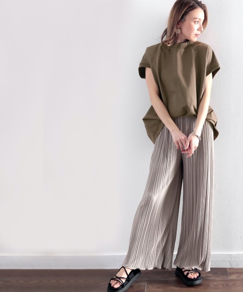 綿100%USAコットン、大人のモックネックTシャツ。