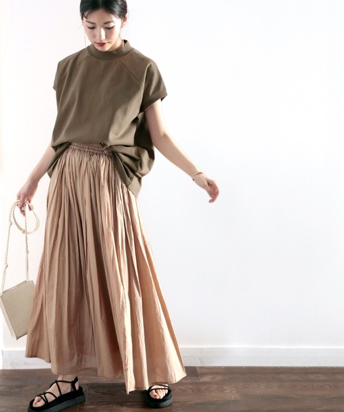 綿100%USAコットン、大人のモックネックTシャツ。