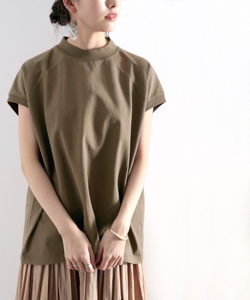 綿100%USAコットン、大人のモックネックTシャツ。